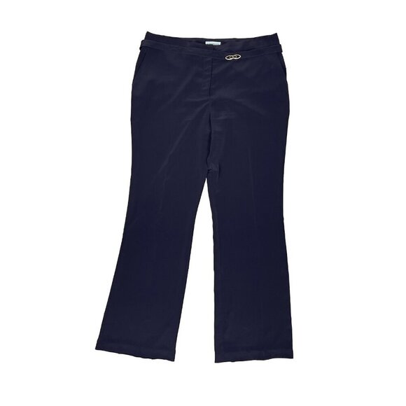 OU EMPEREUR OU RIEN Flowy Designer Curvy Hips Navy Blue Flared Trouser 11 / L‎ - Picture 3 of 8